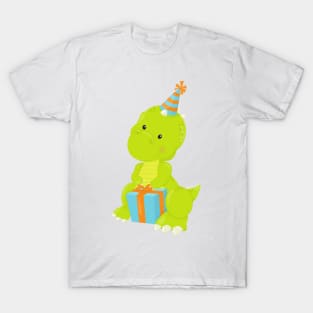 Birthday Dinosaur, Party Dinosaur, Gift, Party Hat T-Shirt